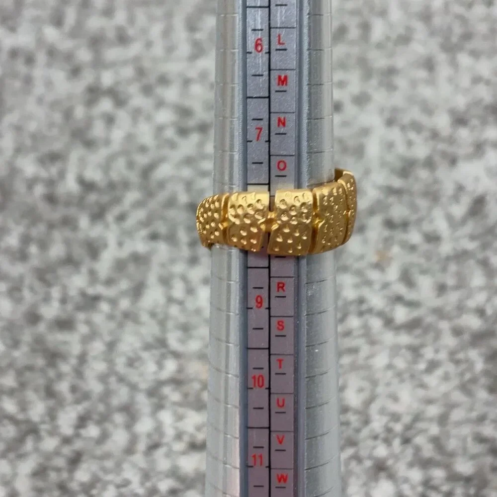Tory Burch Ring 8 Gold Tone Fish Wrap Coastal Green Womens Jewelry Signed